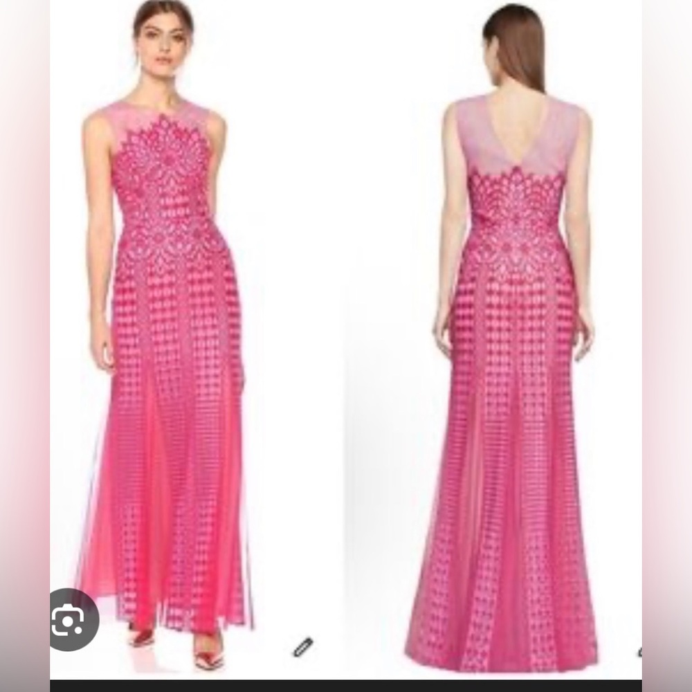 BCBG Maxazria Elinor Sleeveless Lace Gown Pink Rasberry Size 8 - Picture 4 of 17